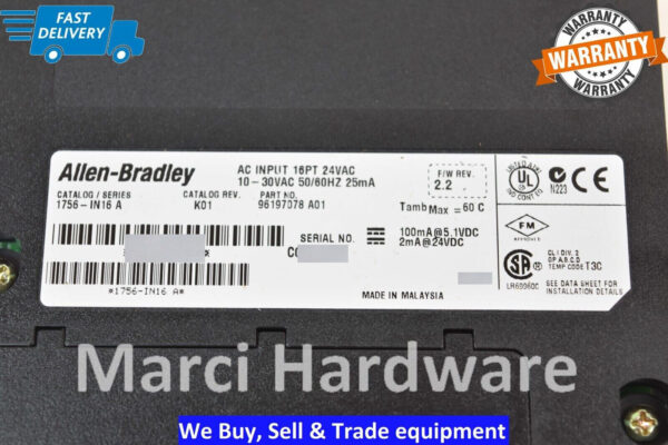 Surplus Allen Bradley 1756-IN16 Ser A ControlLogix 16 Pt Module 1756-1N16