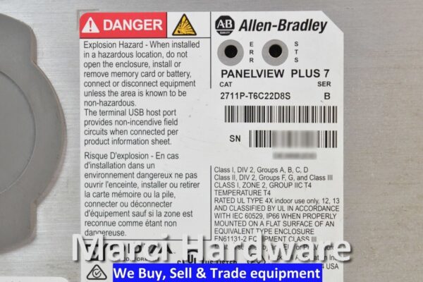 Allen Bradley 2711P-T6C22D8S /B PanelView Plus 7 5.7" Terminal