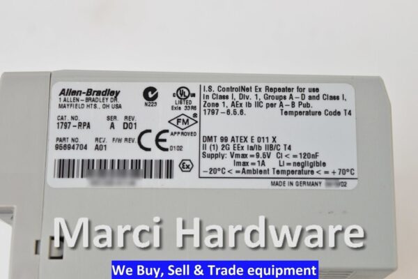 Allen-Bradley 1797-RPA /A FLEX Ex ControlNet Coax Drop Repeater
