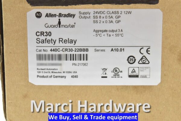 Surplus Allen Bradley 440C-CR30-22BBB /A Guardmaster Safety Relay 22 I/O