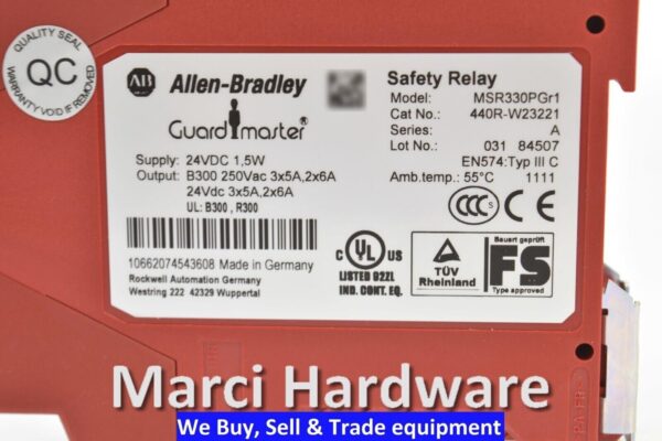 Allen-Bradley 440R-W23221 Guardmaster Safety Relay MSR330PGr1